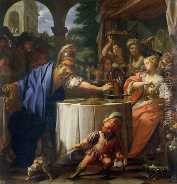 The Banquet of Mark Anthony 83-30 BC and Cleopatra 69-30 BC 1717 Oil Painting - Francesco Trevisani