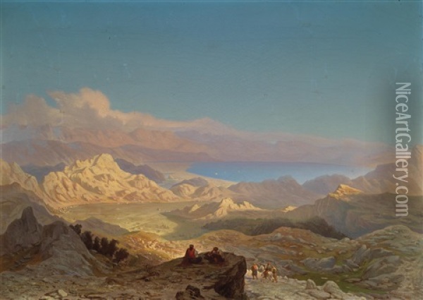 Die Hochebene Von Cettinje/montenegro, See Von Scenturi (scuturi) Oil Painting - Anton Karinger