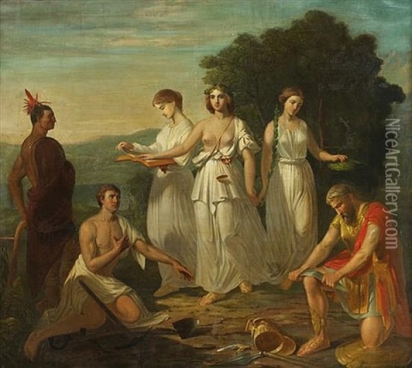 Allegory Of The Settlement Of The West Oil Painting - Thomas Buchanan Read