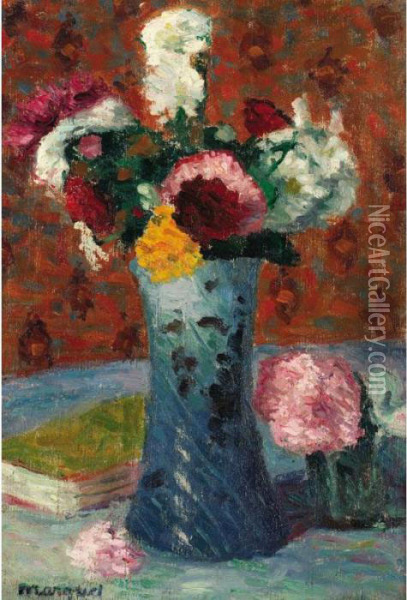 Bouquet Dans Un Vase Bleu Oil Painting - Albert Marquet