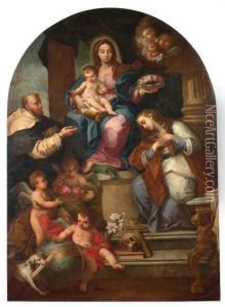 Madonna In Trono Con Santi Oil Painting - Etienne Parrocel
