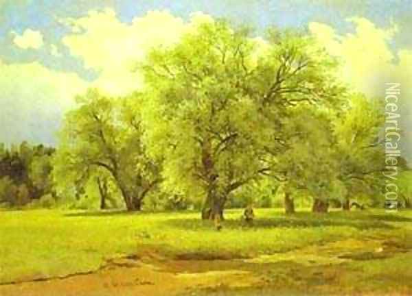 Willows Lit Up By The Sun 1860s-1870s Oil Painting - Ivan Shishkin