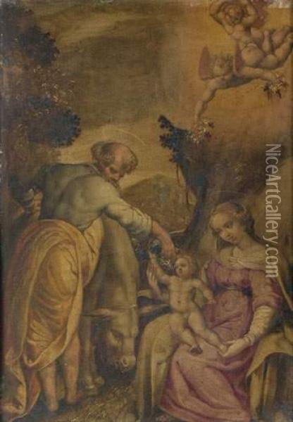 La Sainte Famille Oil Painting - Lorenzo Sabatini