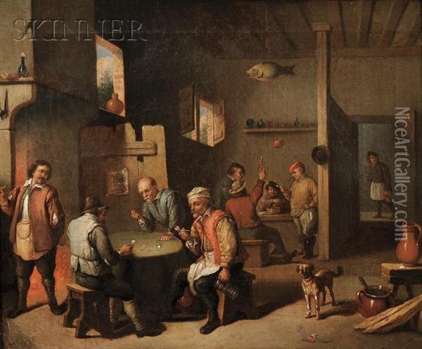 Tavern Scenes Oil Painting - David The Younger Teniers