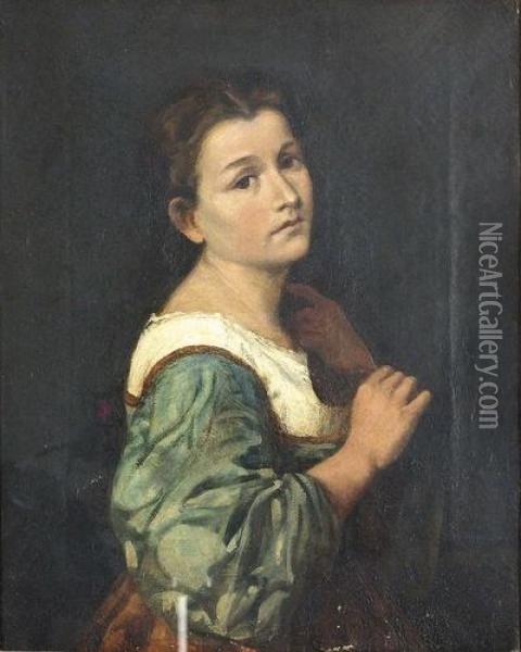 Portrat Einer Jungen Frau. Oil Painting - Franz Von Defregger