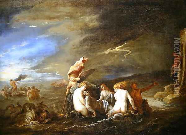 The Drowned Leander Borne by Nereids Oil Painting - David The Younger Teniers