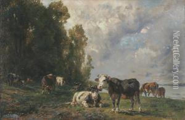 Weidende Kuhherde Oil Painting - Wilhelm Frey
