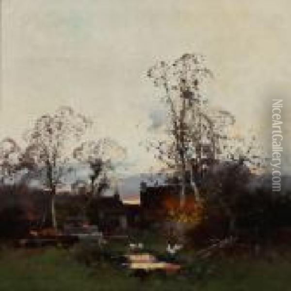 Evening Landscape Oil Painting - Eugene Galien-Laloue