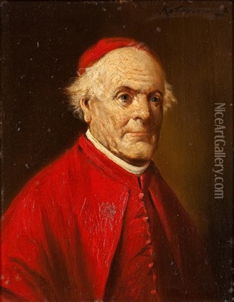 Portrait Eines Kardinals Oil Painting - Lajos Koloszvary