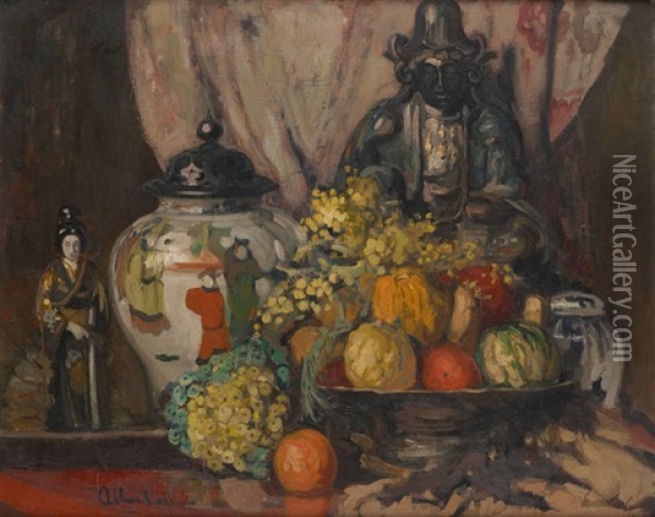 Nature Morte Aux Chinoiseries Oil Painting - Fernand Allard L'Olivier