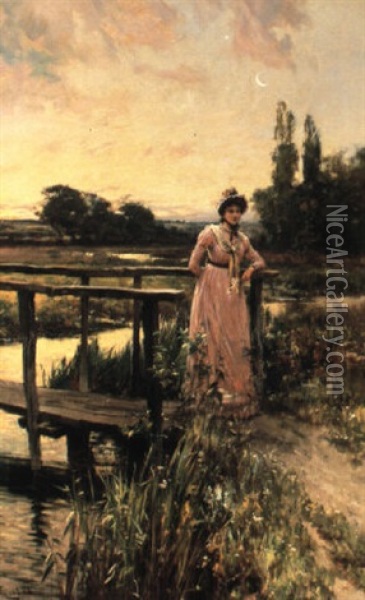 The New Moon Oil Painting - Alfred Glendening Jr.