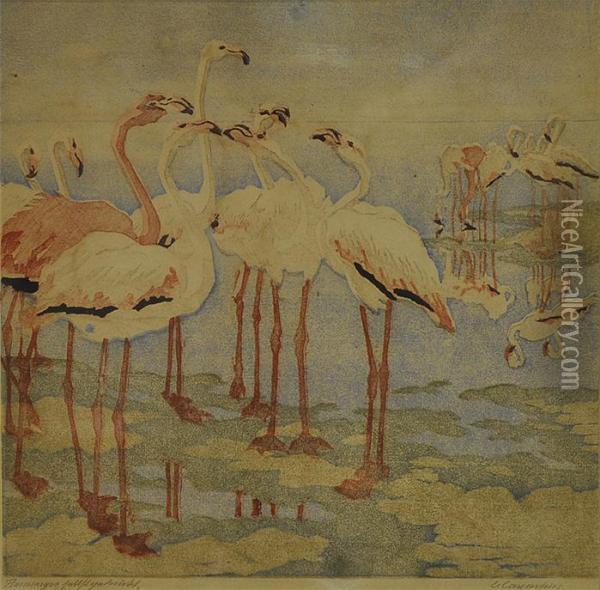 Flamingos Oil Painting - Elisabeth Consentius