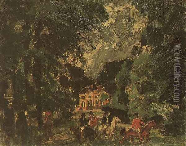 Riders in the Park 1919 Oil Painting - Janos Vaszary