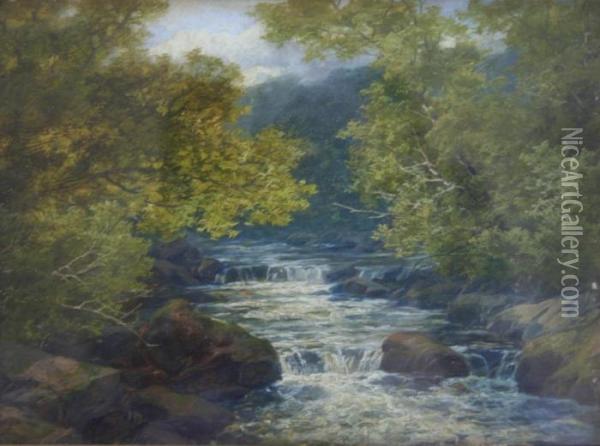 A Wooded River View Oil Painting - John Brandon Smith