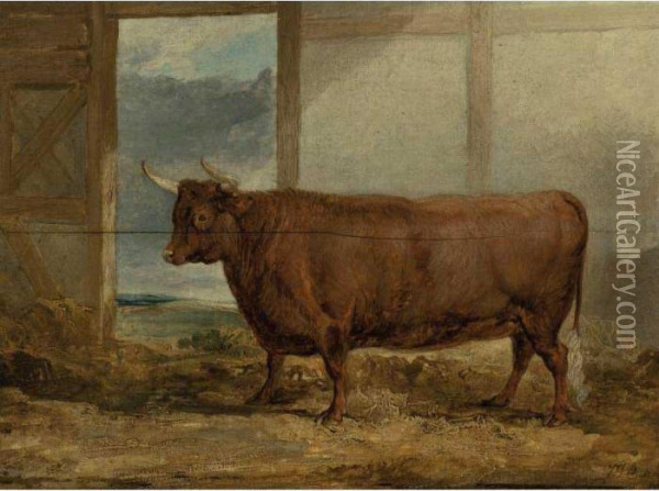 Devon Cow Oil Painting - James Ward