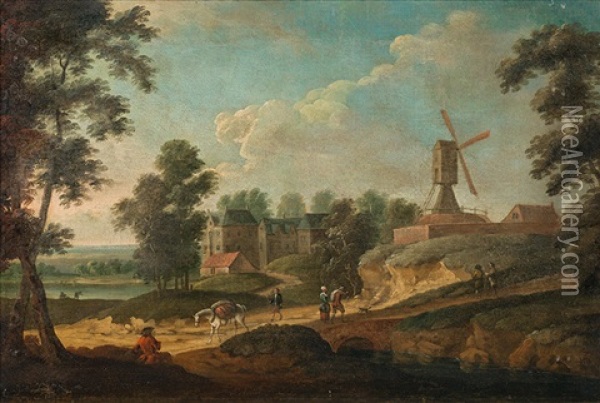 Landscape With Windmill Oil Painting - Johann Christian Brand