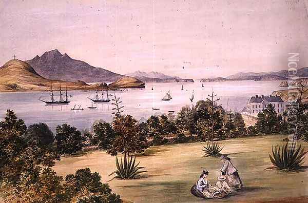 View from Government House, Auckland, 1861 Oil Painting - Henry James Warre
