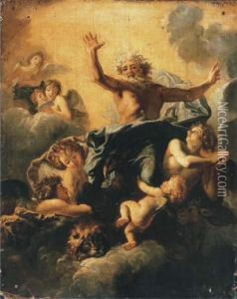 God The Father With The Symbols Of The Four Evangelists Oil Painting - Charles de Lafosse