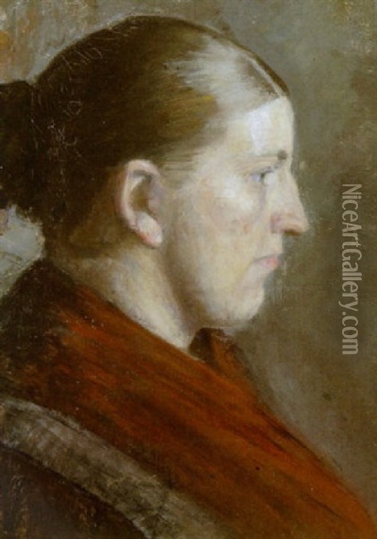 Portraet Af Anna Ancher (?) Oil Painting - Poul S. Christiansen
