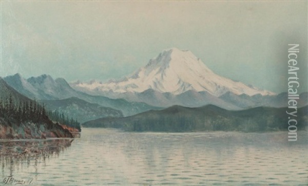View From Puget Sound, Midsummer Effect, Mount Tacoma, Washington Oil Painting - Grafton Tyler Brown