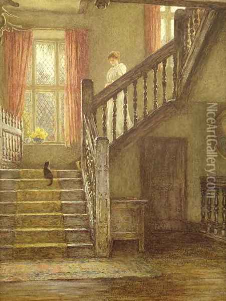 The Staircase, Whittington Court Oil Painting - Helen Mary Elizabeth Allingham