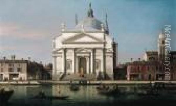 The Church Of The Redentore, Venice, With Sandalos Andgondolas Oil Painting - (Giovanni Antonio Canal) Canaletto