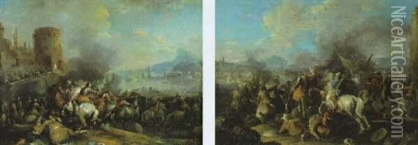 Reitergefecht Zwischen Kaiserlichen Und Turken Vor Den Mauern Einer Stadt Oil Painting - Arnold Frans (Francesco) Rubens