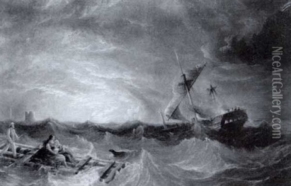 The Rescue In Stormy Seas Oil Painting - Henry Redmore