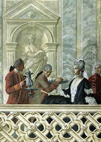 Group of two notaries and two servants 2 Oil Painting - Michelangelo Morlaiter