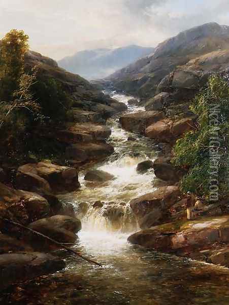 Upper Falls, Aberfeldy, 1870 Oil Painting - James Burrell-Smith