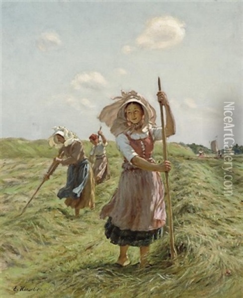Frauen Bei Der Heuernte Oil Painting - Ernst Henseler