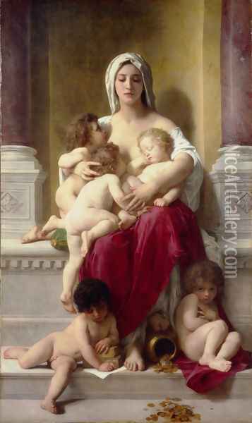 La Charite (Charity) Oil Painting - William-Adolphe Bouguereau