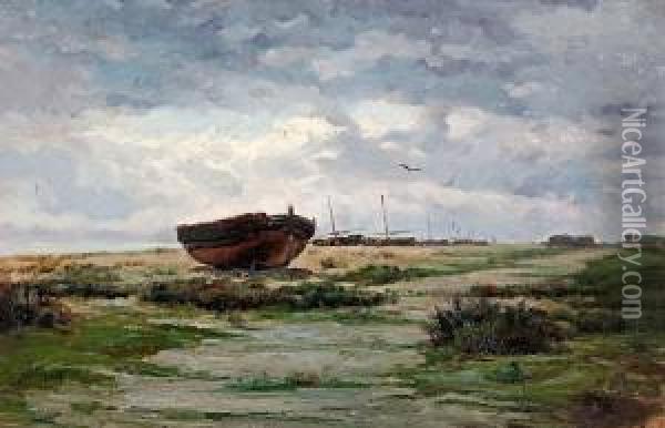 Barcas En La Playa Oil Painting - Enrique Galwey Y De Garcia