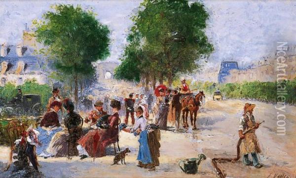 Paris, Le Rond-point Des Champs-elysees Oil Painting - Paul Vogler