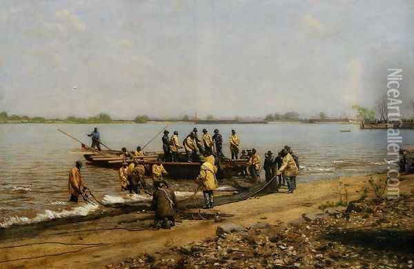 Shad Fishing at Gloucester on the Delaware River 2 Oil Painting - Thomas Cowperthwait Eakins