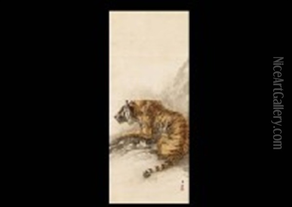 Ferocious Tiger Oil Painting - Suiseki Ohashi