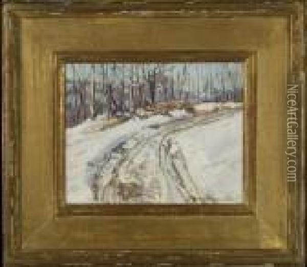 Winter Woods Trail Oil Painting - George Gardner Symons