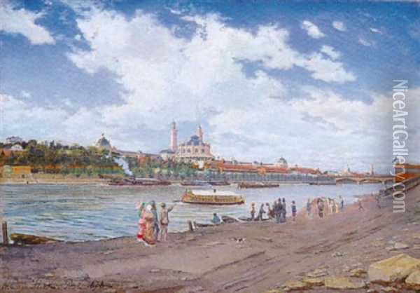 Vue De L'ancien Trocadero A Paris Oil Painting - August Emile Flick