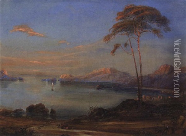 Italienische Kustenlandschaft (bei Sorrent?) Oil Painting - Ludwig Heinrich Theodor (Louis) Gurlitt