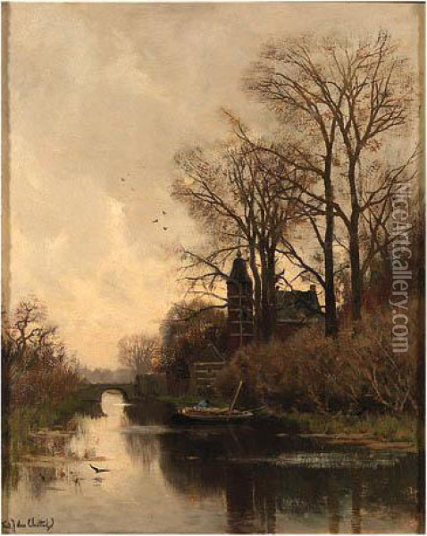 The Country House Oil Painting - Fredericus Jacobus Van Rossum Du Chattel