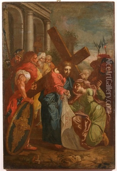 Christ Carrying The Cross (+ Another; Pair) Oil Painting - Hans Rottenhammer the Elder