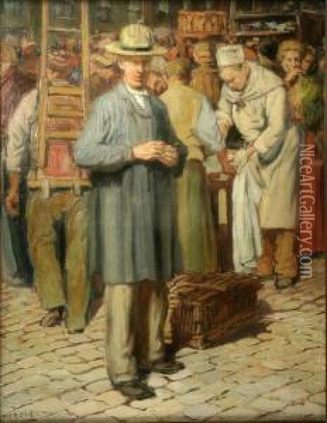 Market Scene Oil Painting - Gaston Hochard