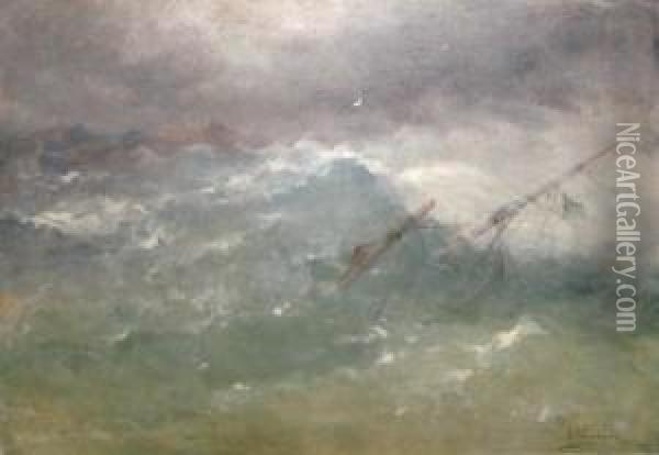 Furtuna Pe Mare Oil Painting - Eugen Voinescu