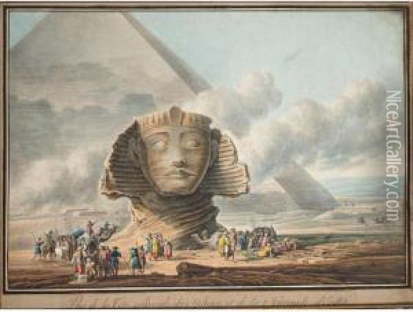 Vue De La Tete Colossale Du Sphinx Et De La 2 Oil Painting - Louis Francois Cassas
