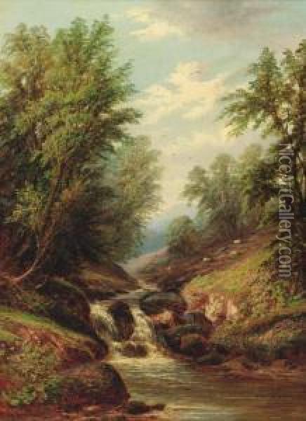 'brook In The Glen Oil Painting - John Mellor