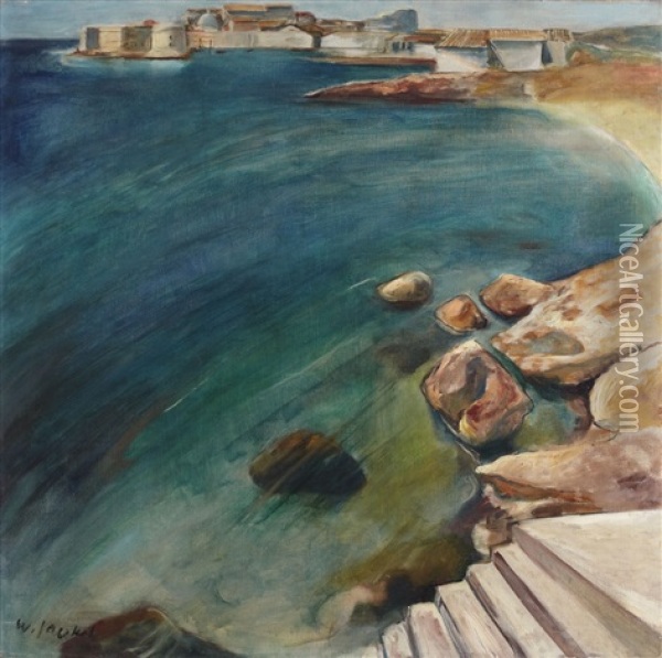 A View Of Dubrovnik (ragusa) Oil Painting - Willi Jaeckel