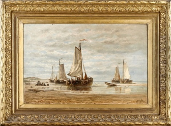 Fischerboote Am Hollandischen Strand Oil Painting - Hendrik Hulk
