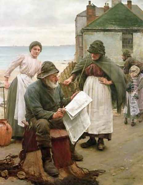 When the Boats are Away Oil Painting - Walter Langley