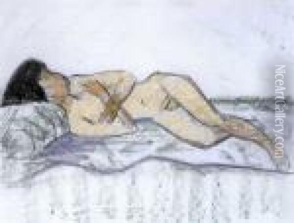 Liegender Junglingsakt Oil Painting - Otto Mueller