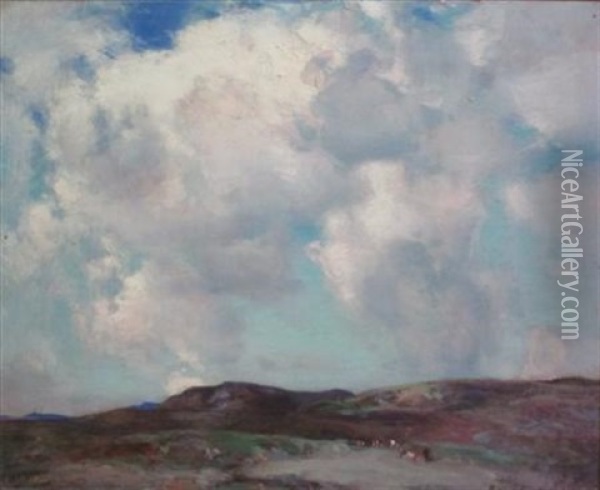 On The Perthshire Hills Oil Painting - John Campbell Mitchell